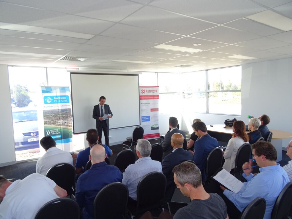 Frankston Mayor Cr James Dooley opens our inaugural event at the New Extreme Office.